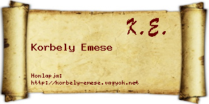 Korbely Emese névjegykártya